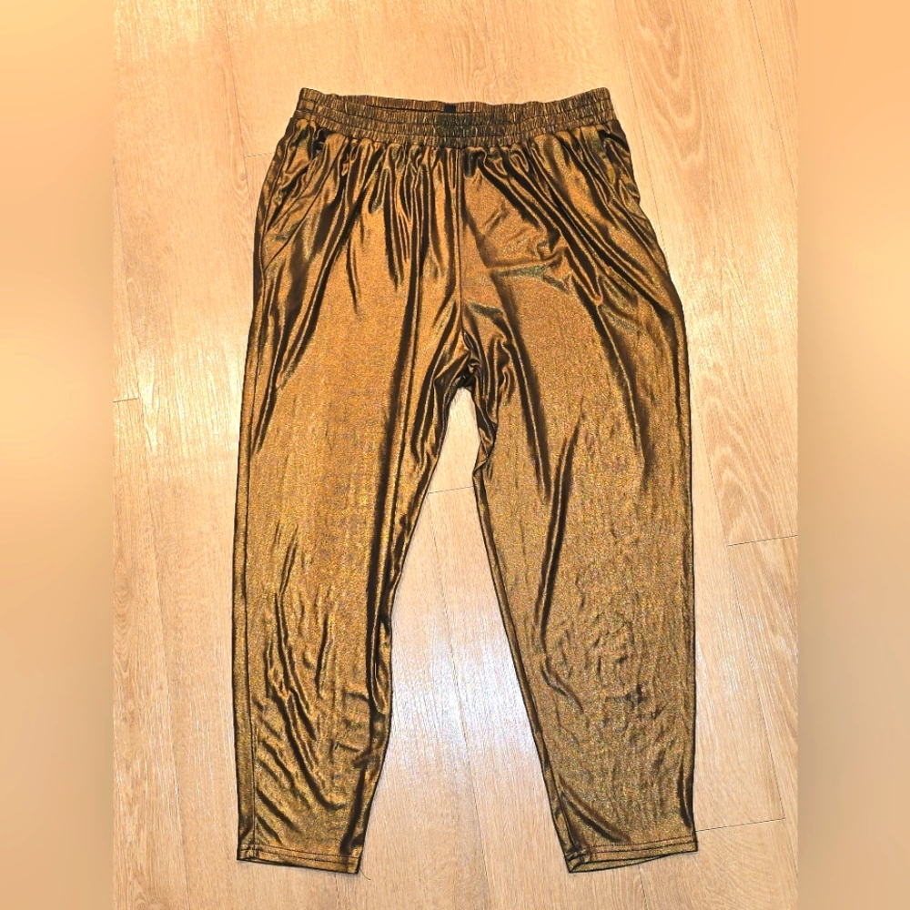 Lucca Couture Gold Metallic Joggers, Womens Medium